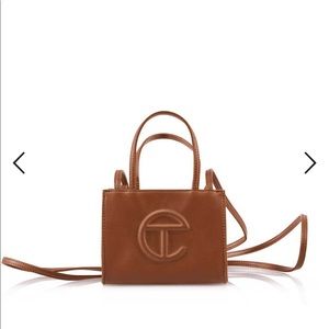 Tan small telfar bag